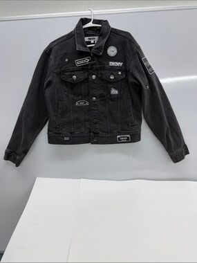 DKNY Black Patchwork Denim Jacket for women